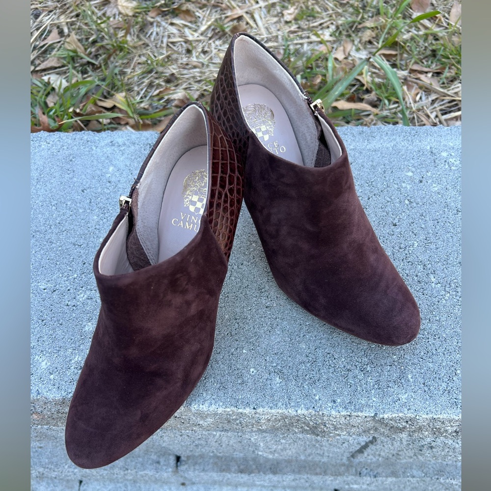 Vince Camuto Suede and Croc Booties